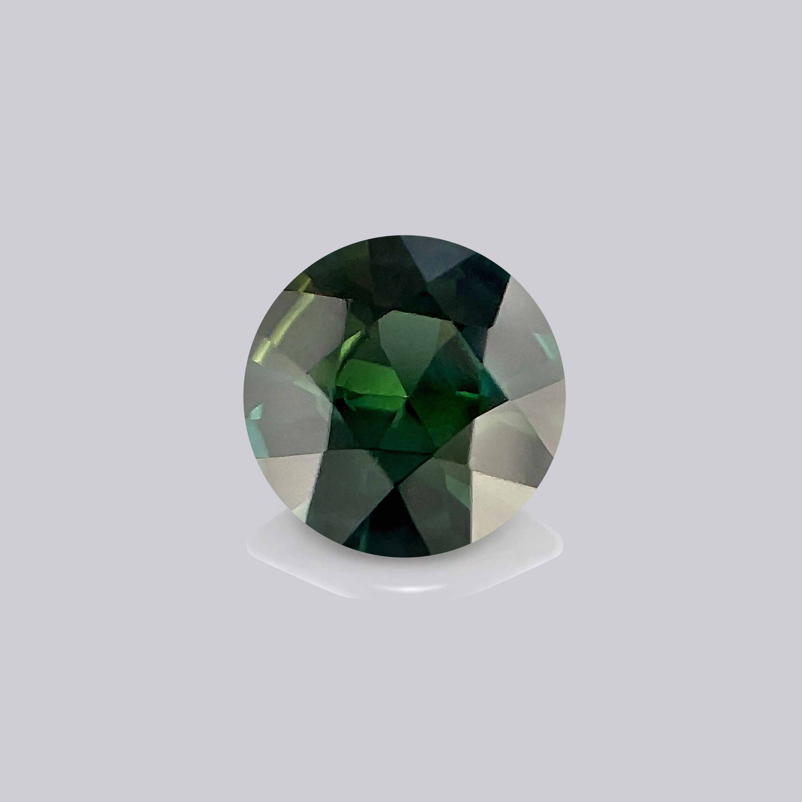 saphir vert rond fond gris