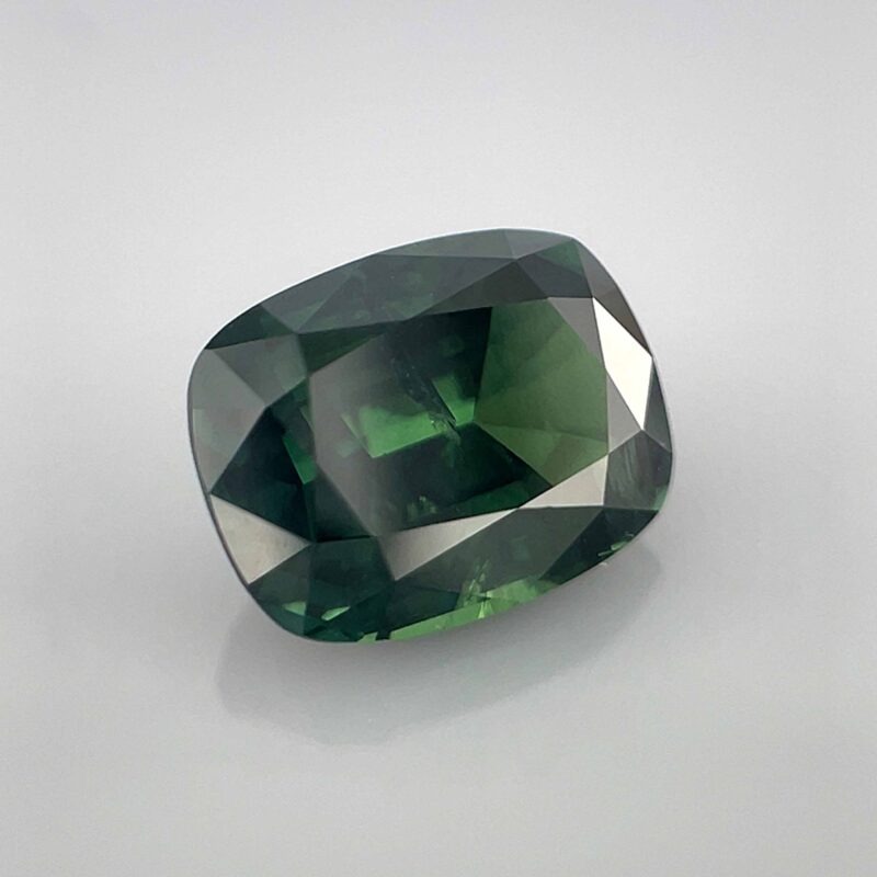 intense green natural sapphire cushion