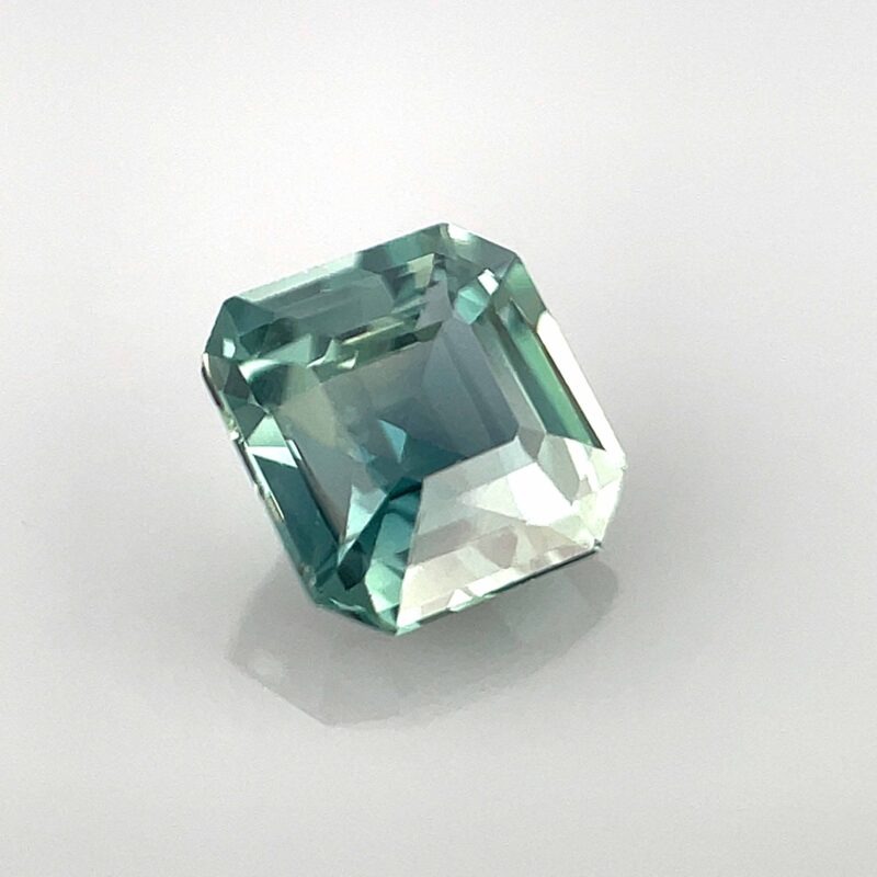 unheated natural teal green sapphire emerald cut