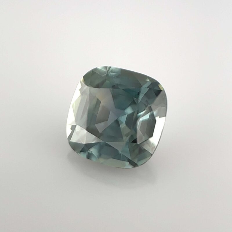 natural unheated teal bluish green sapphire cushion cut precious rare gemstone ring