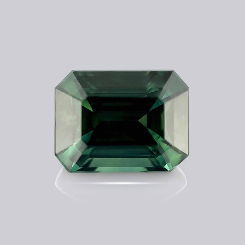 saphir vert naturel non chauffé taille octogonale rare pierre précieuse verte