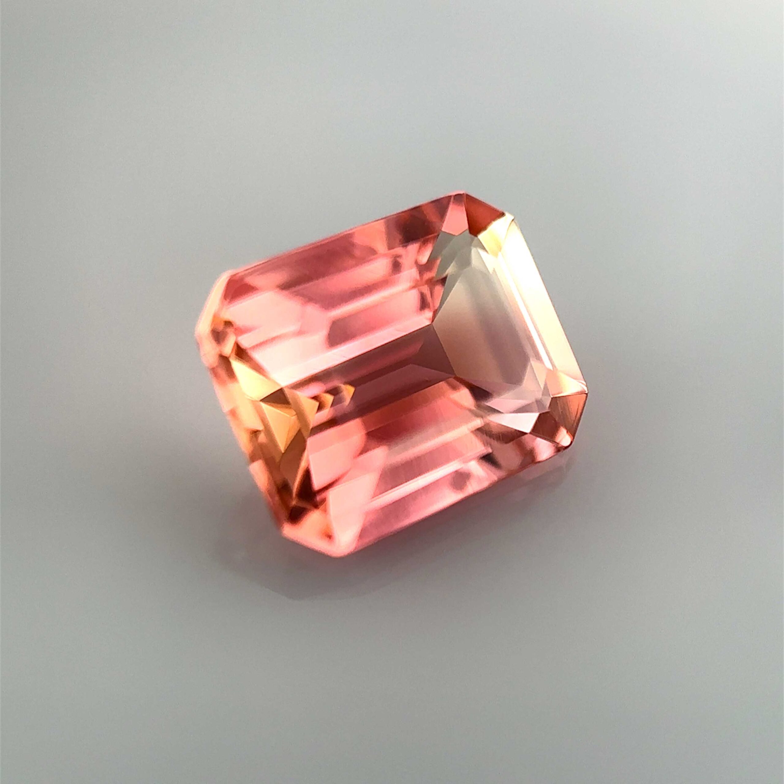 peachy pink tourmaline octogonal cut natural gemstone mygem fine stone