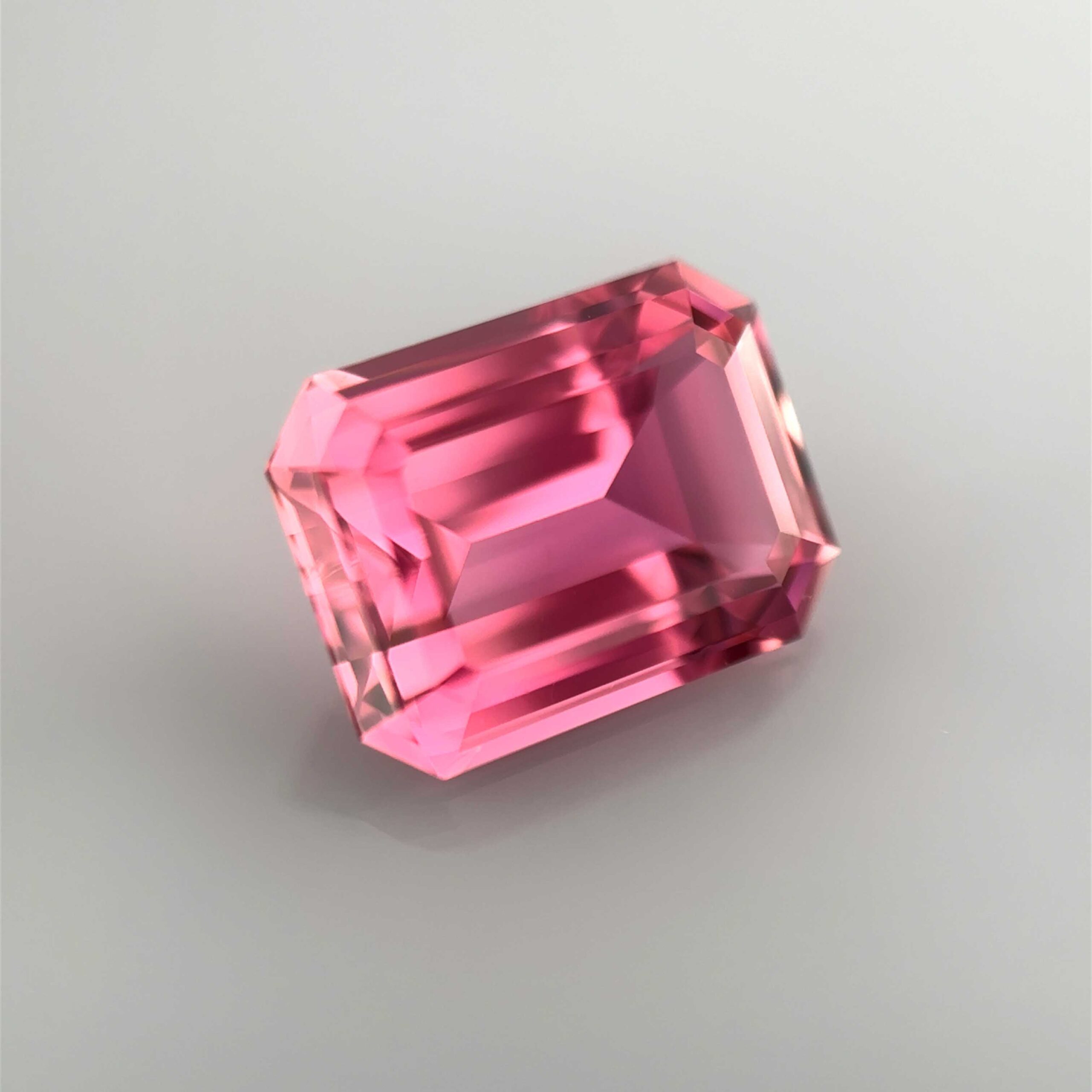 pink tourmaline octogonal intense rare gemstone