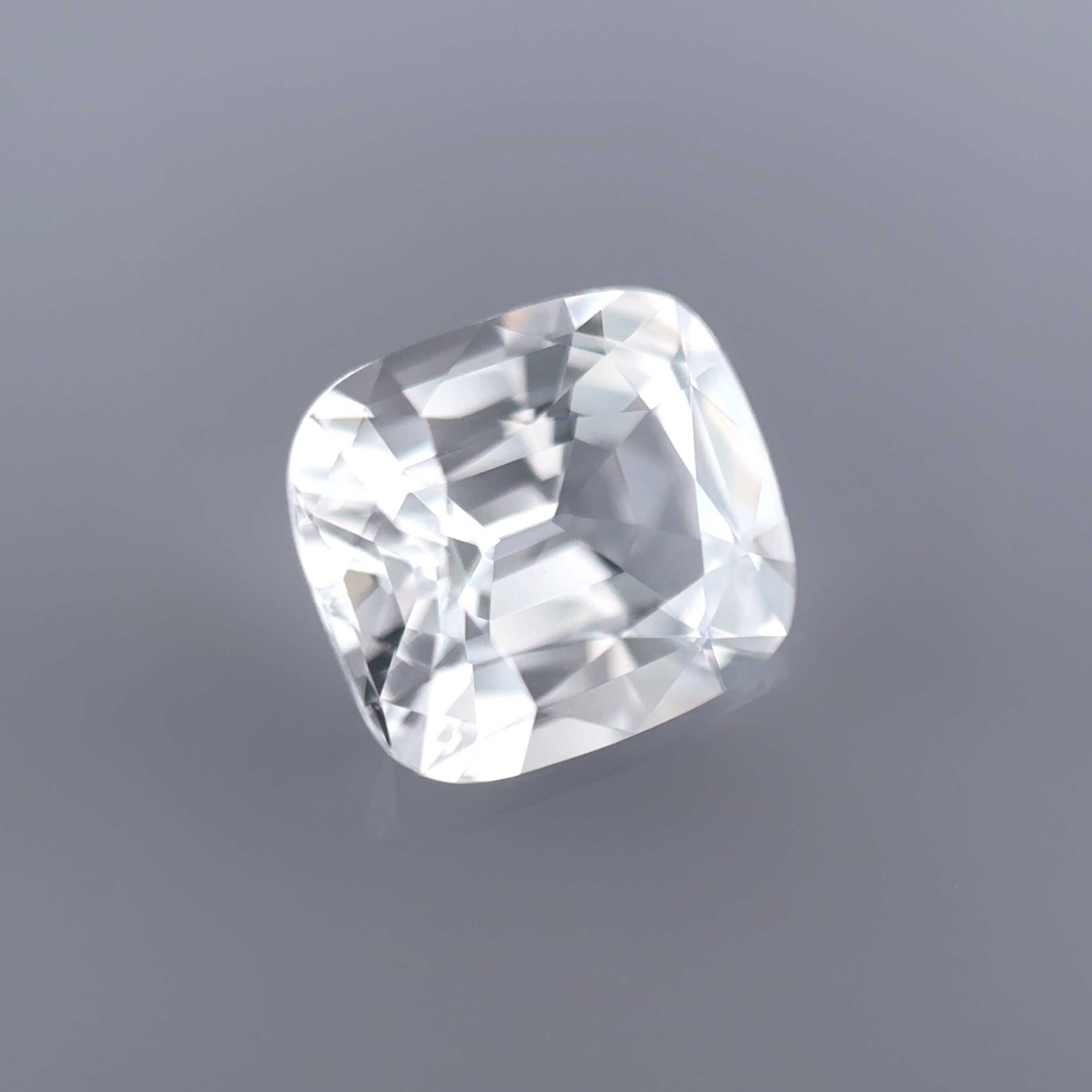 perfect unheated natural white colorless sapphire myanmar burma no heat certified cushion gemstone masterpiece mygem