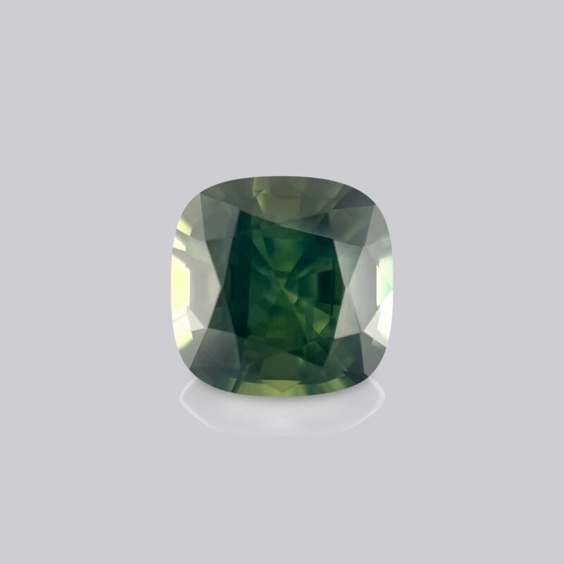 saphir vert naturel non chauffé coussin mygem certifié