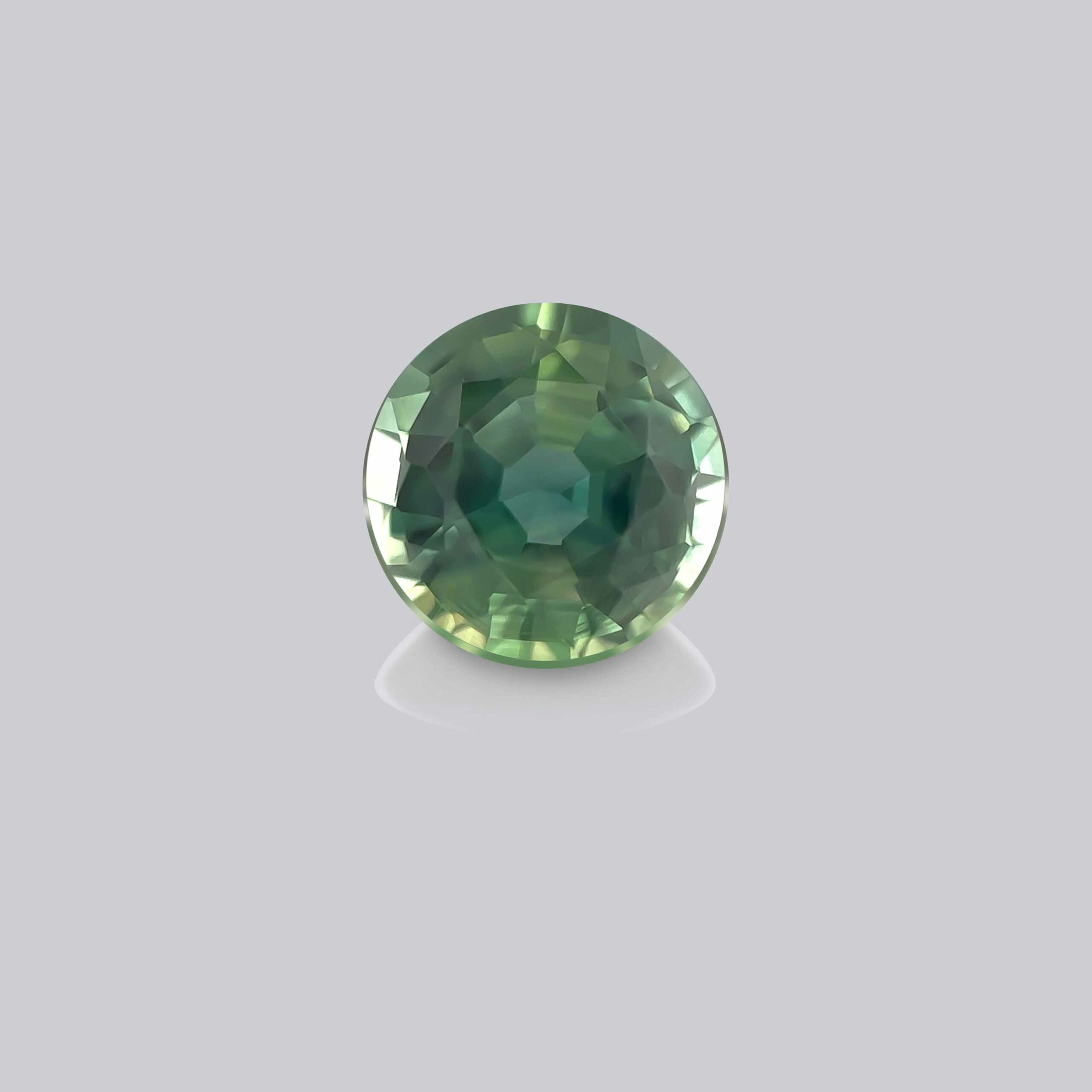 Saphir vert rond 0.52 carats, pierre précieuse verte mygem