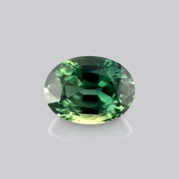 Saphir teal ovale 1,216 carat vue de face - couleur intense, non chauffé
