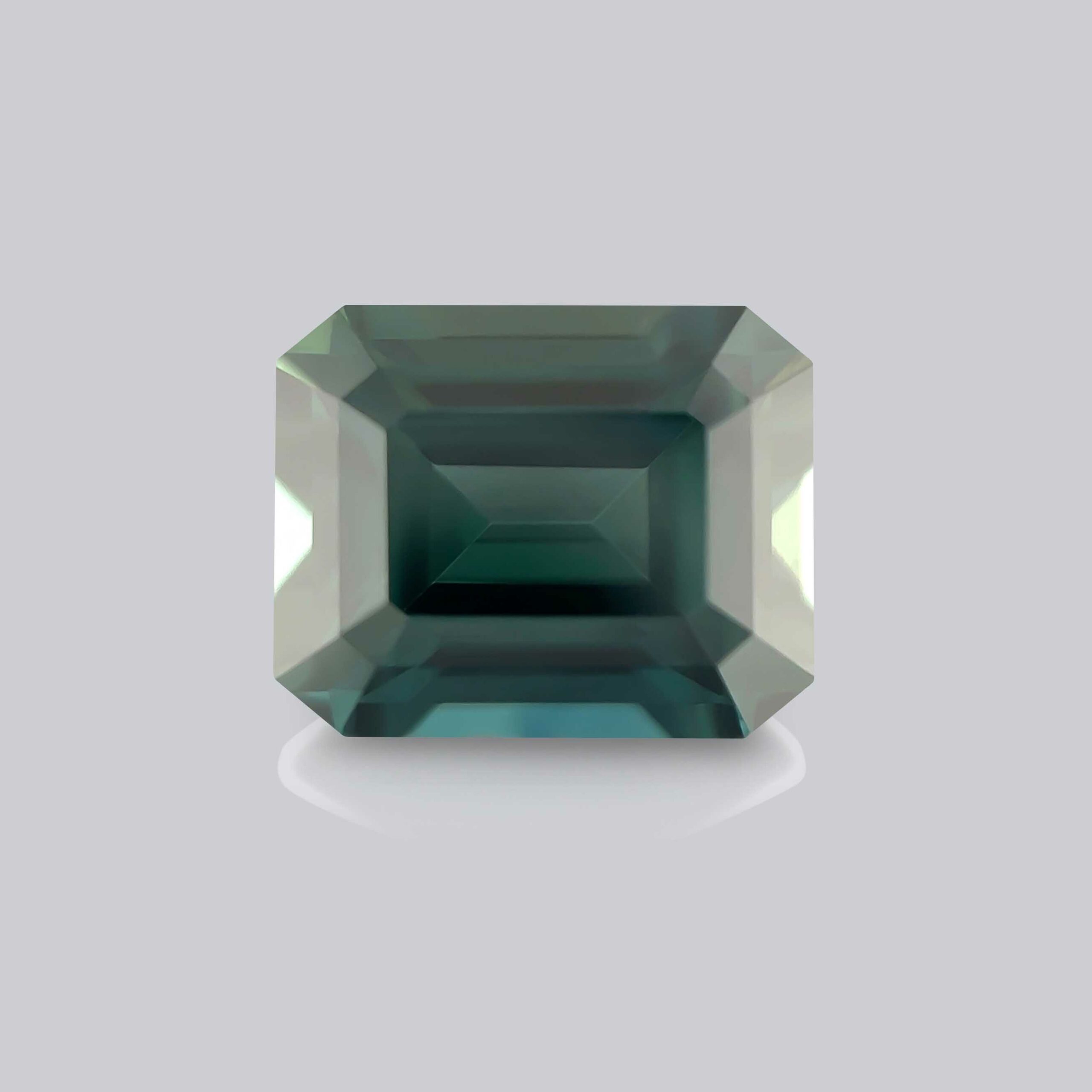 Saphir bleu-vert "teal" octogonal non chauffé 1.658 carats, mygem